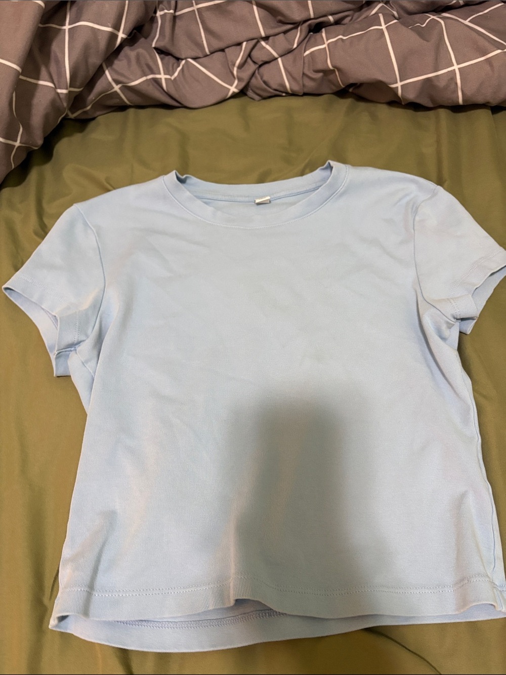 Baby Tee Crewneck Short Sleeve Top - Light Blue